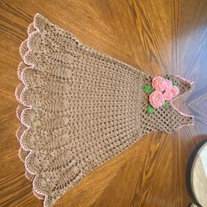 Elegant Brown Crochet Kids Formal Dress